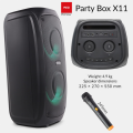 Weight 4.9 kg Speaker dimensions 225 × 270 × 550 mm.png